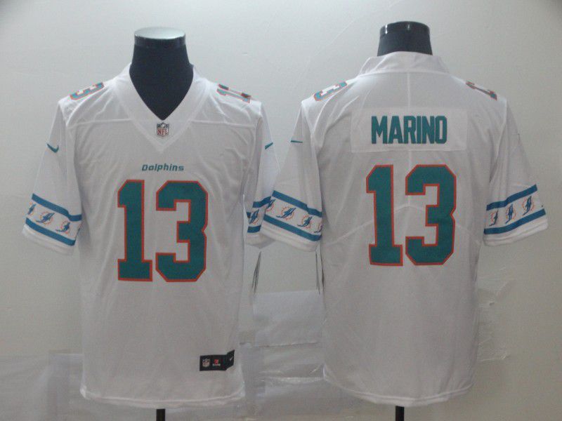 Men Miami Dolphins 13 Marino White team logo cool edition NFL Jerseys